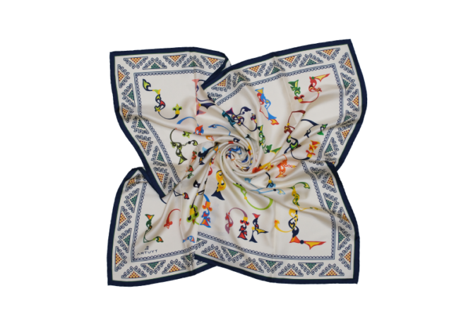 Silk Scarf “Armenian Medieval Ornamental Letters”