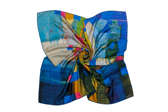 Silk Scarf “Invention of the Bicycle #4”